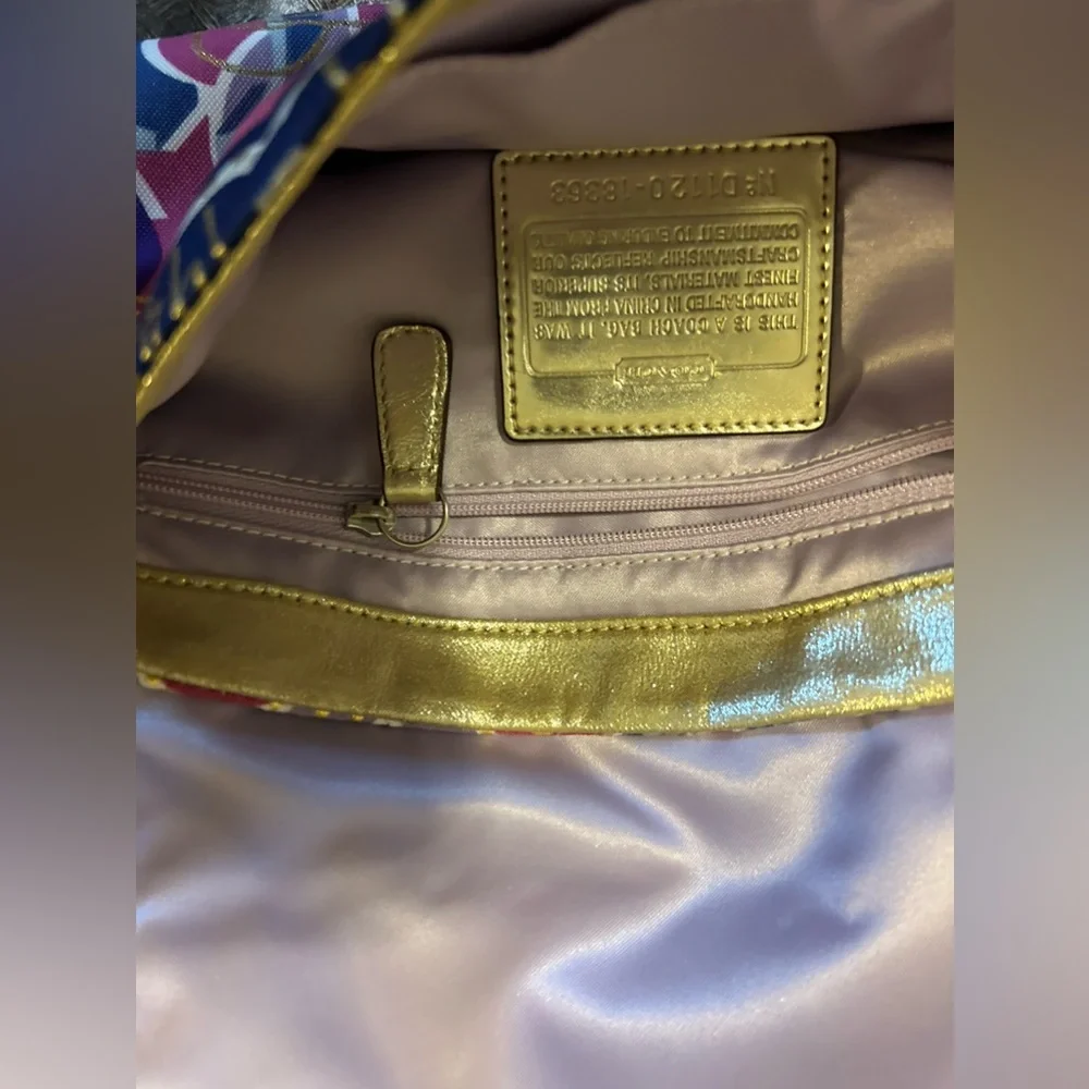 Coach Poppy Collection Baquette Purse Bag In Bright Pink, Purple, Gold NWOT - Picture 5 of 15